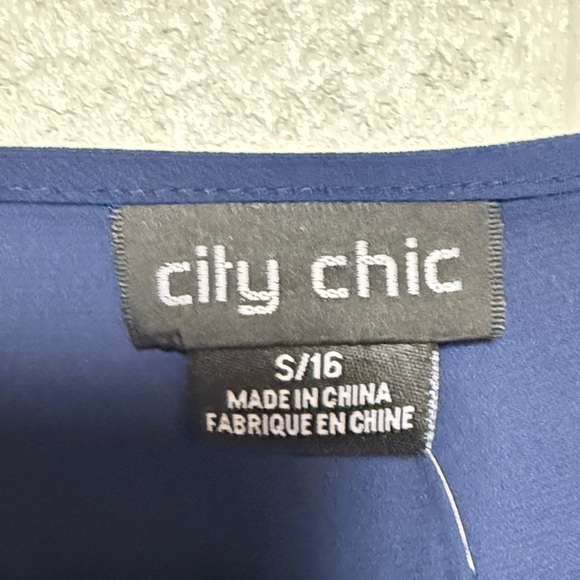 City Chic Deep Blue Blouse with Zipper Detail - Picture 3 of 12